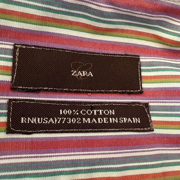 Zara Men's Striped Button Down Shirt Sz 16 - Picture 9 of 12